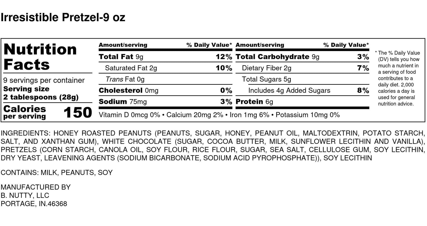 Irresistible Pretzel BNutty Peanut Butter- Case of 6- 9oz