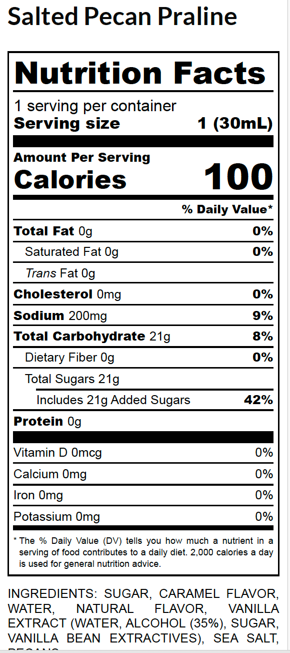 Sip Solo Salted Pecan Praline Syrup