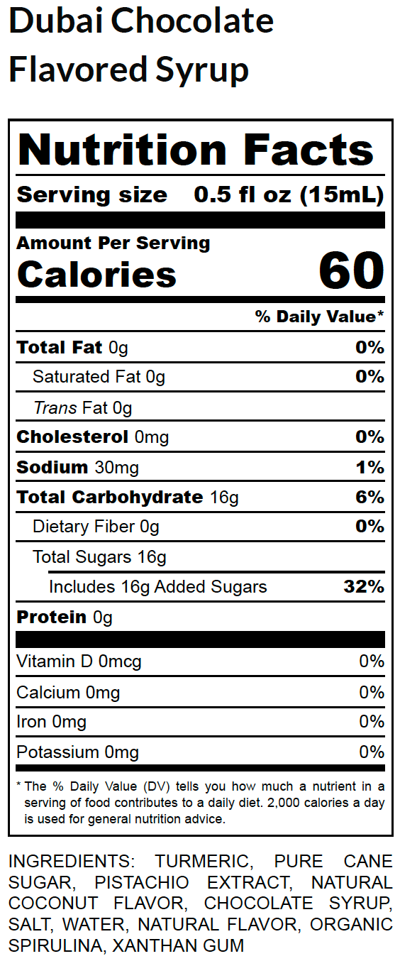 Dubai Chocolate Single-Serve Flavored Syrup