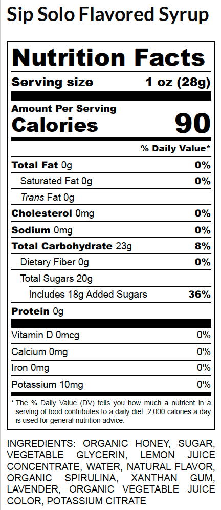 Sip Solo Lavender Honey Syrup