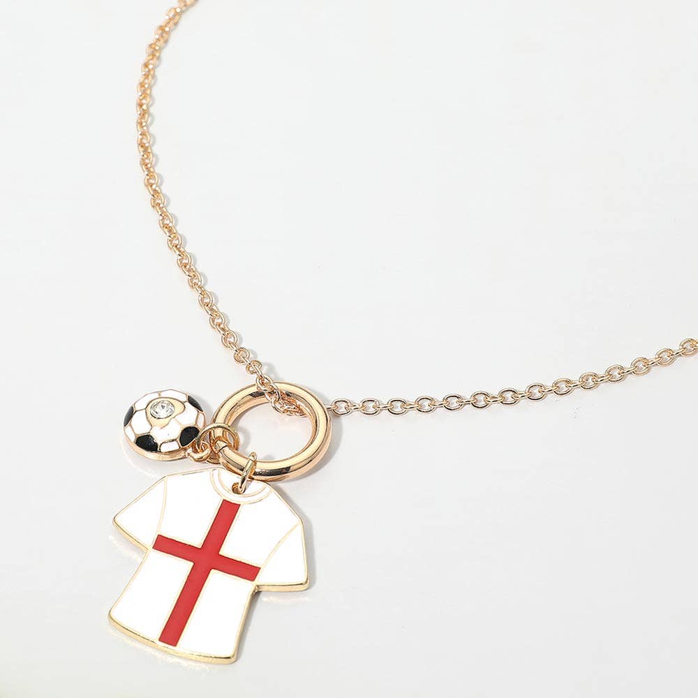 World Cup Soccer Ball Jersey Charm Toggle Pendant Necklace