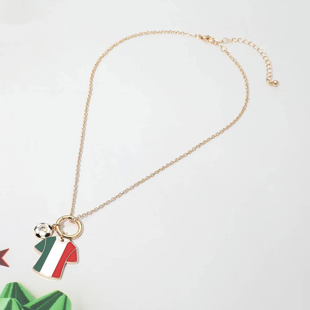 World Cup Soccer Ball Jersey Charm Toggle Pendant Necklace