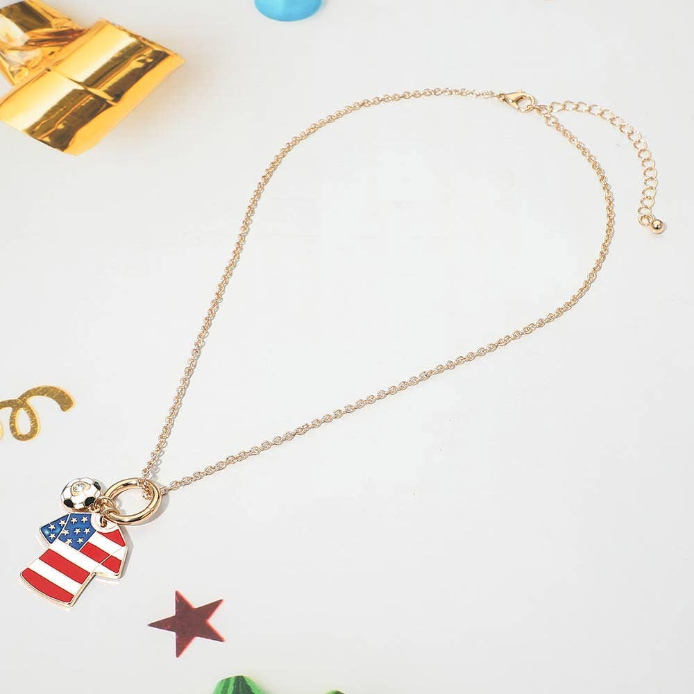 World Cup Soccer Ball Jersey Charm Toggle Pendant Necklace