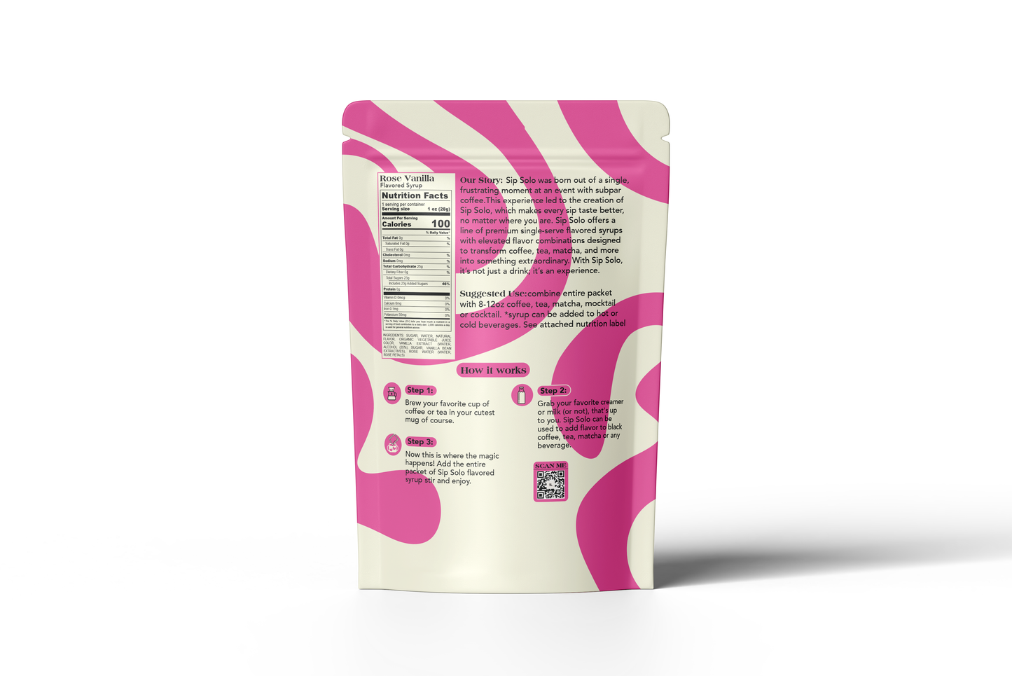 Sip Solo Rose Vanilla Syrup
