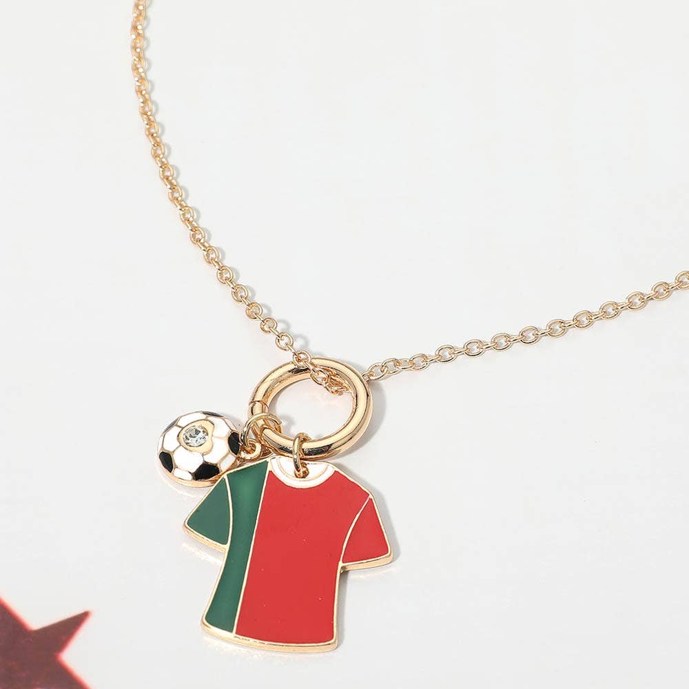 World Cup Soccer Ball Jersey Charm Toggle Pendant Necklace