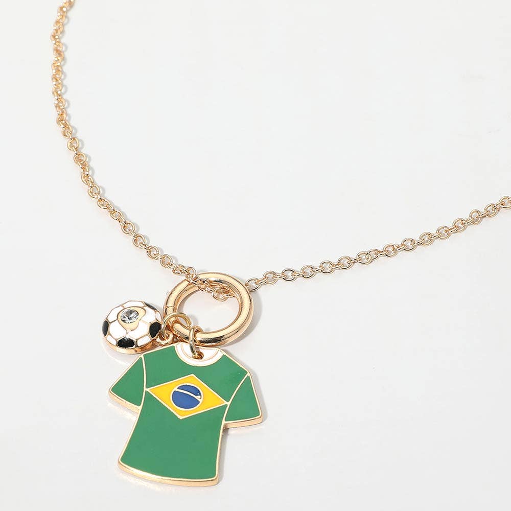 World Cup Soccer Ball Jersey Charm Toggle Pendant Necklace