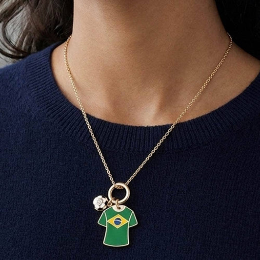 World Cup Soccer Ball Jersey Charm Toggle Pendant Necklace