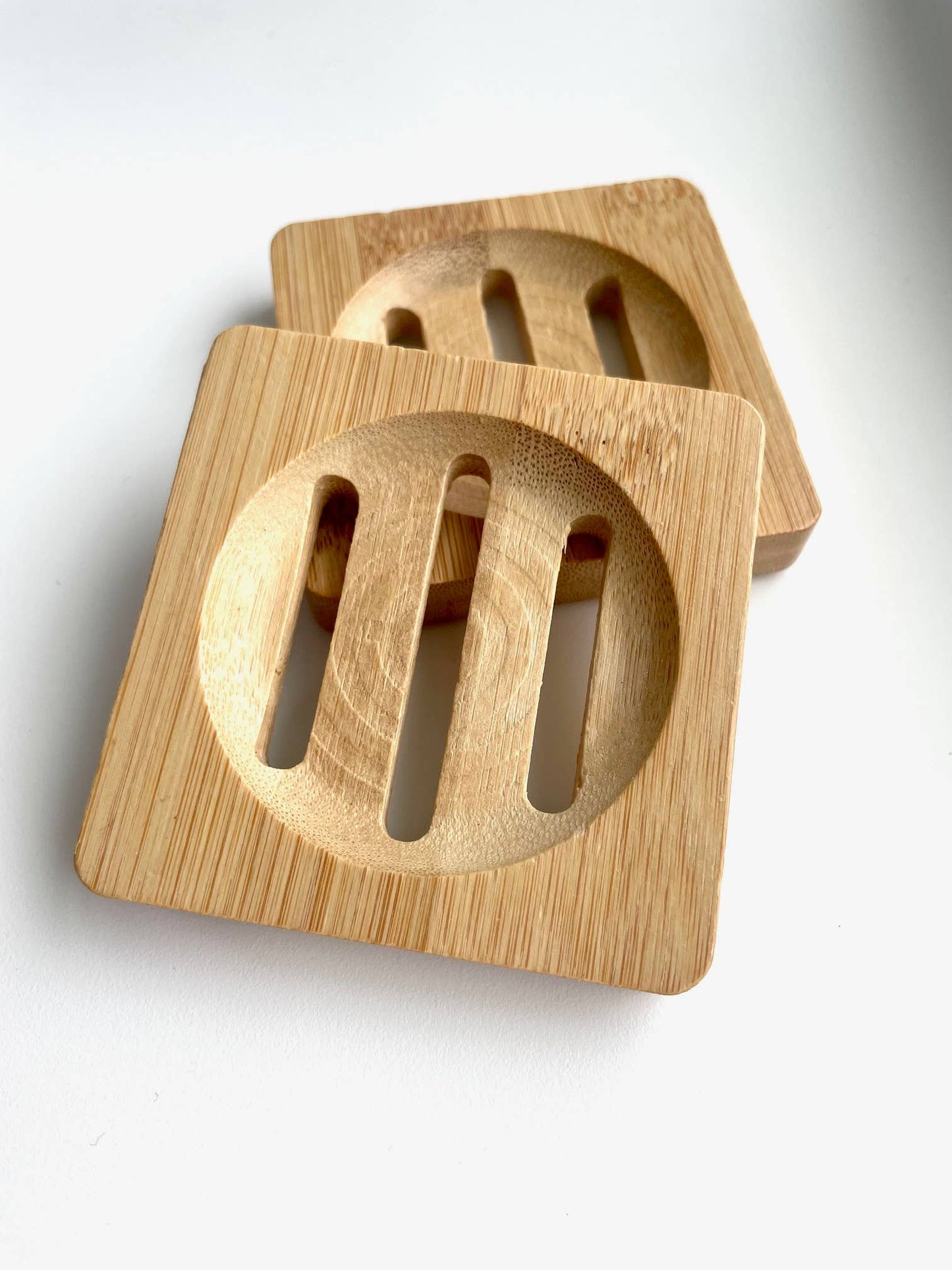 Bamboo Wood Tray for Soap, Shower Steamers Round Square 3"