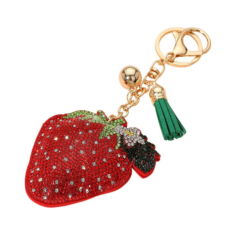 Bling Studded Strawberry Keychain / Bag Charm