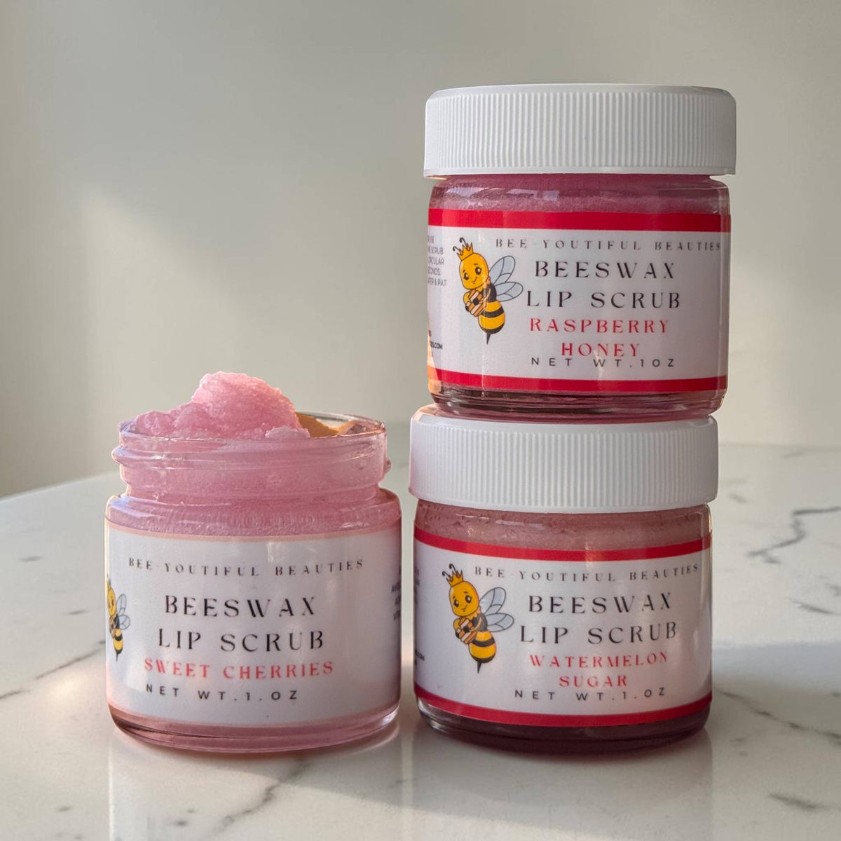Beeswax Lip Scrub – 1 oz Glass Jar (Assorted Flavors)