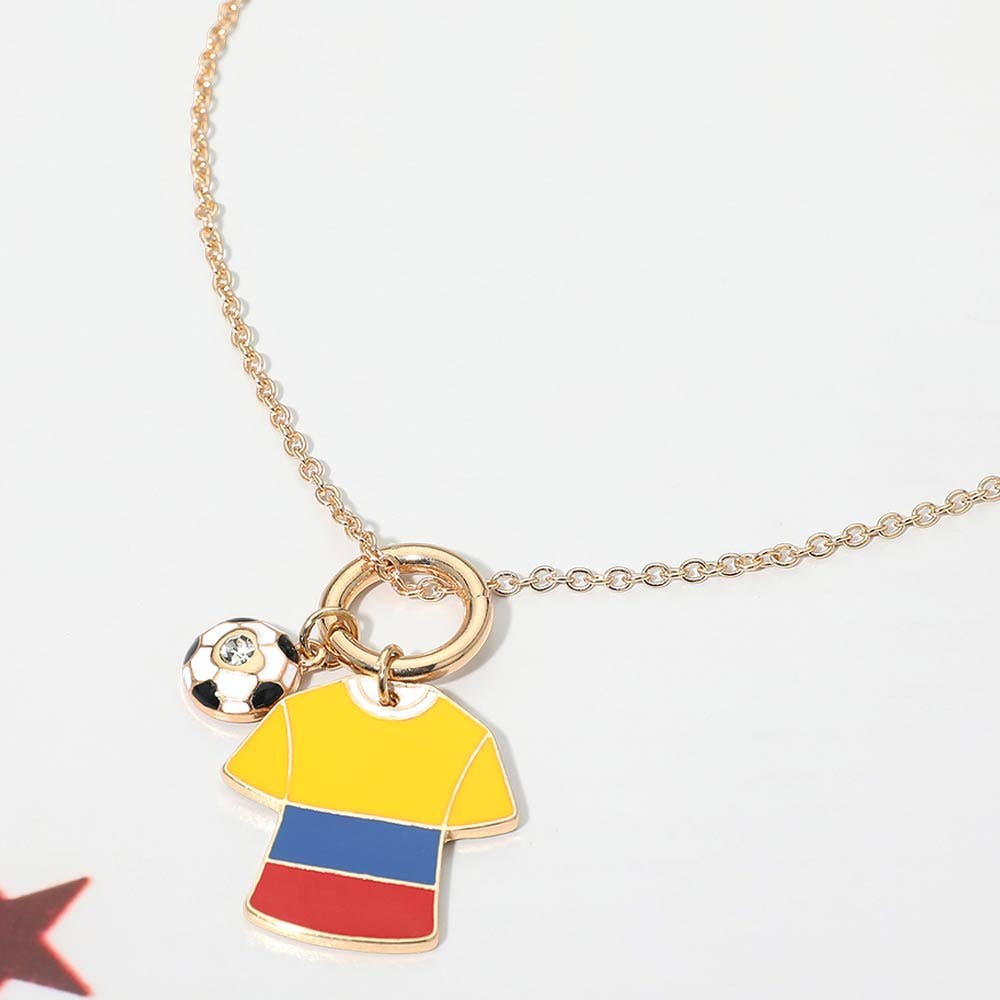 World Cup Soccer Ball Jersey Charm Toggle Pendant Necklace