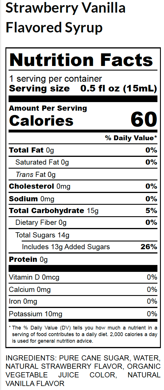 Strawberry Vanilla Single-Serve Flavored Syrup
