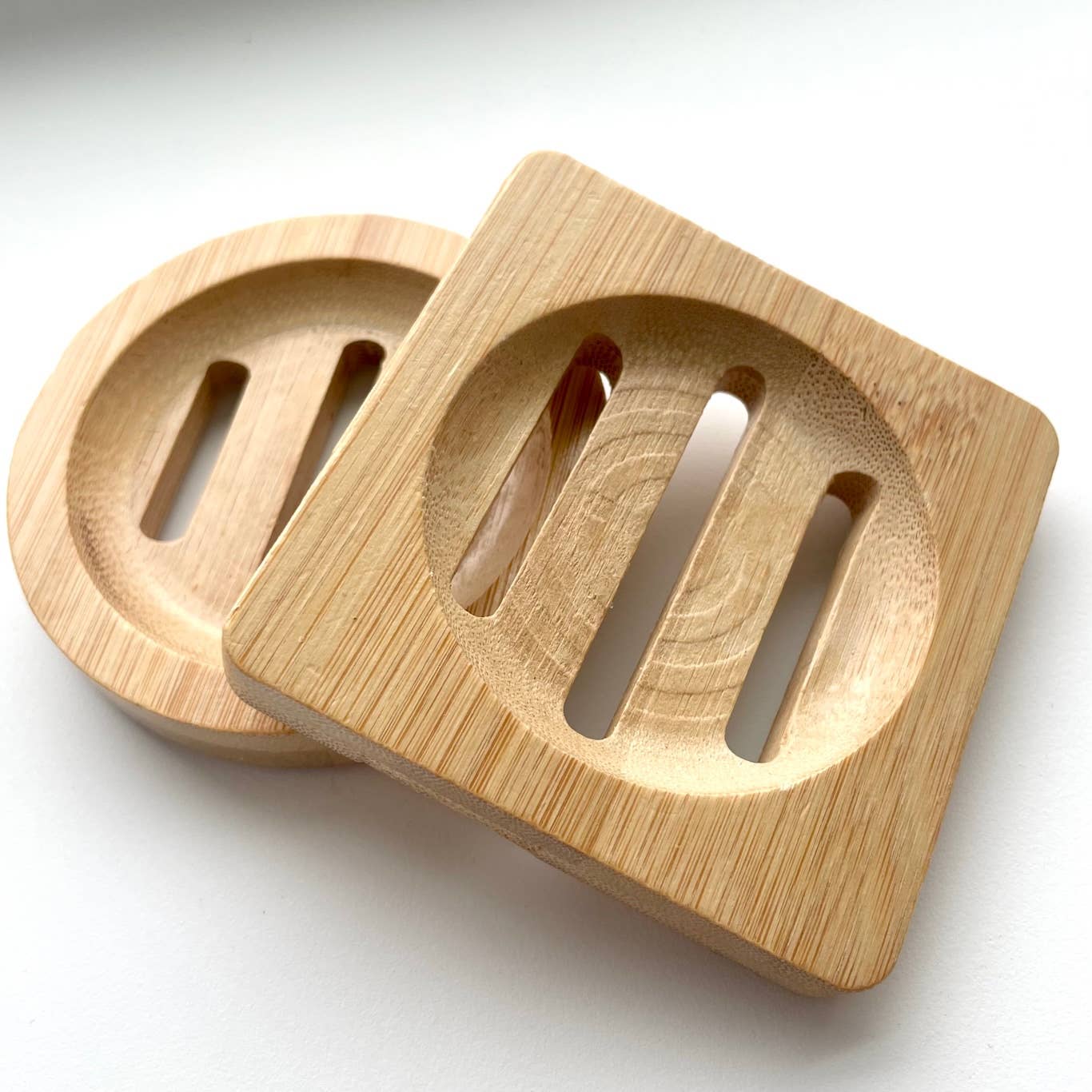 Bamboo Wood Tray for Soap, Shower Steamers Round Square 3"