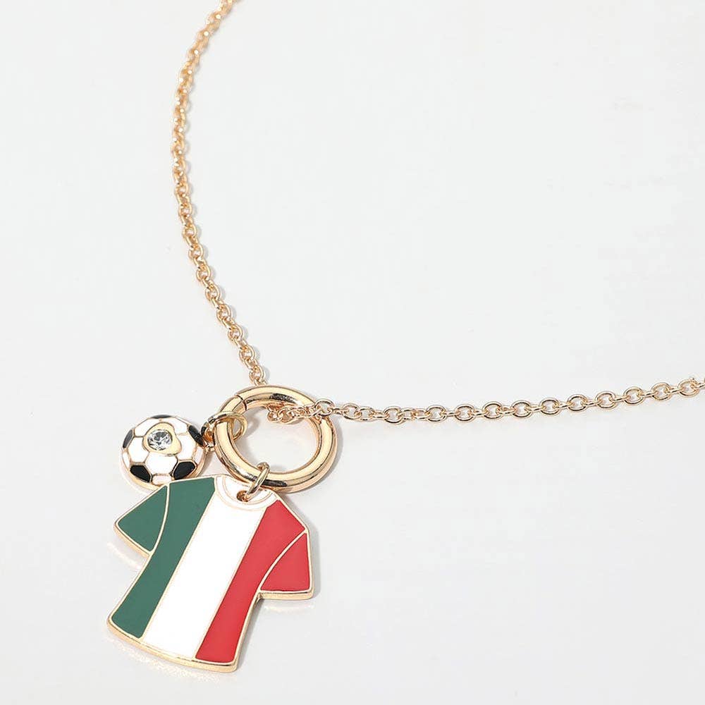 World Cup Soccer Ball Jersey Charm Toggle Pendant Necklace