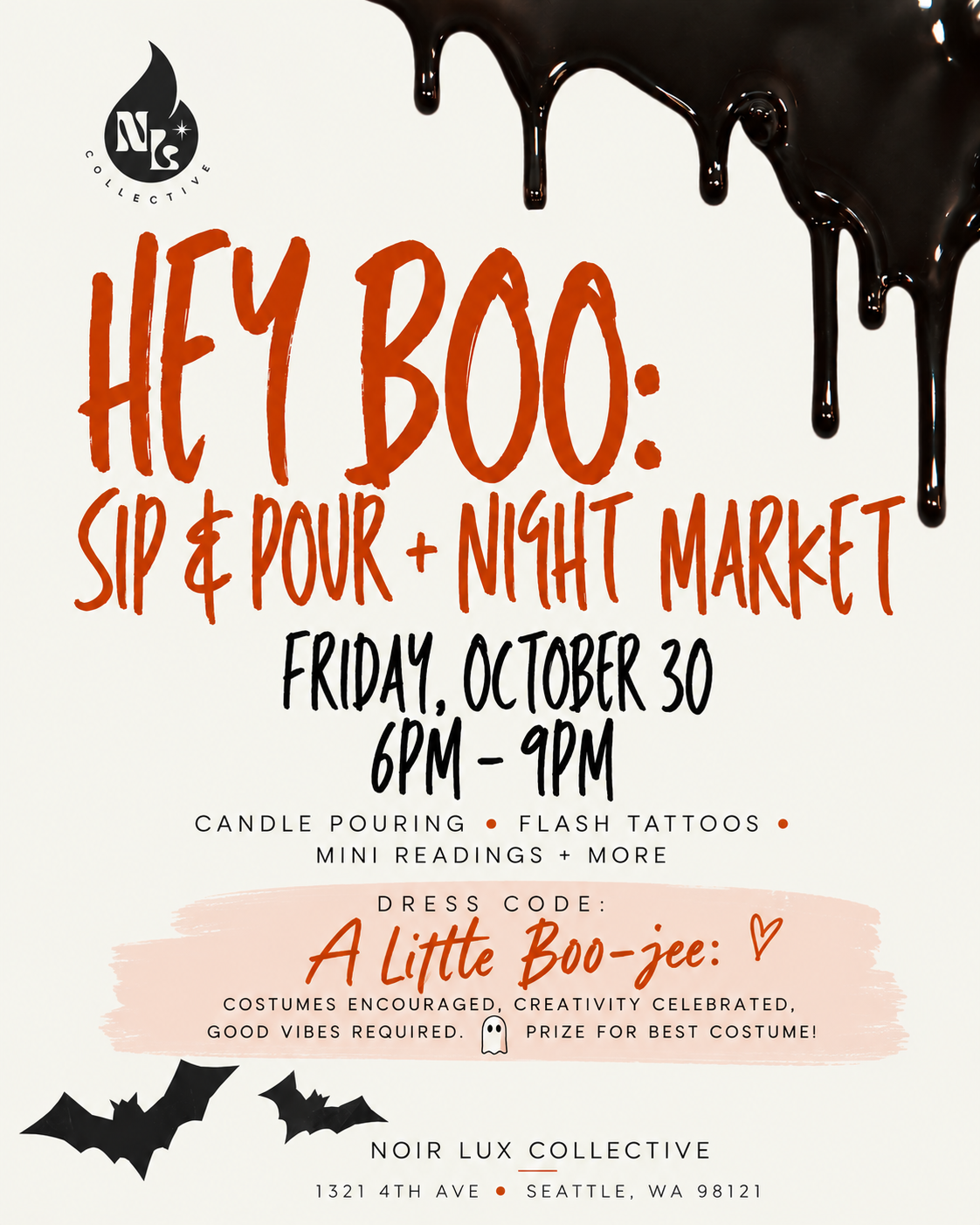 Hey Boo: Sip & Pour + Night Market | FRI October 30th | 6:00PM - 9:00PM