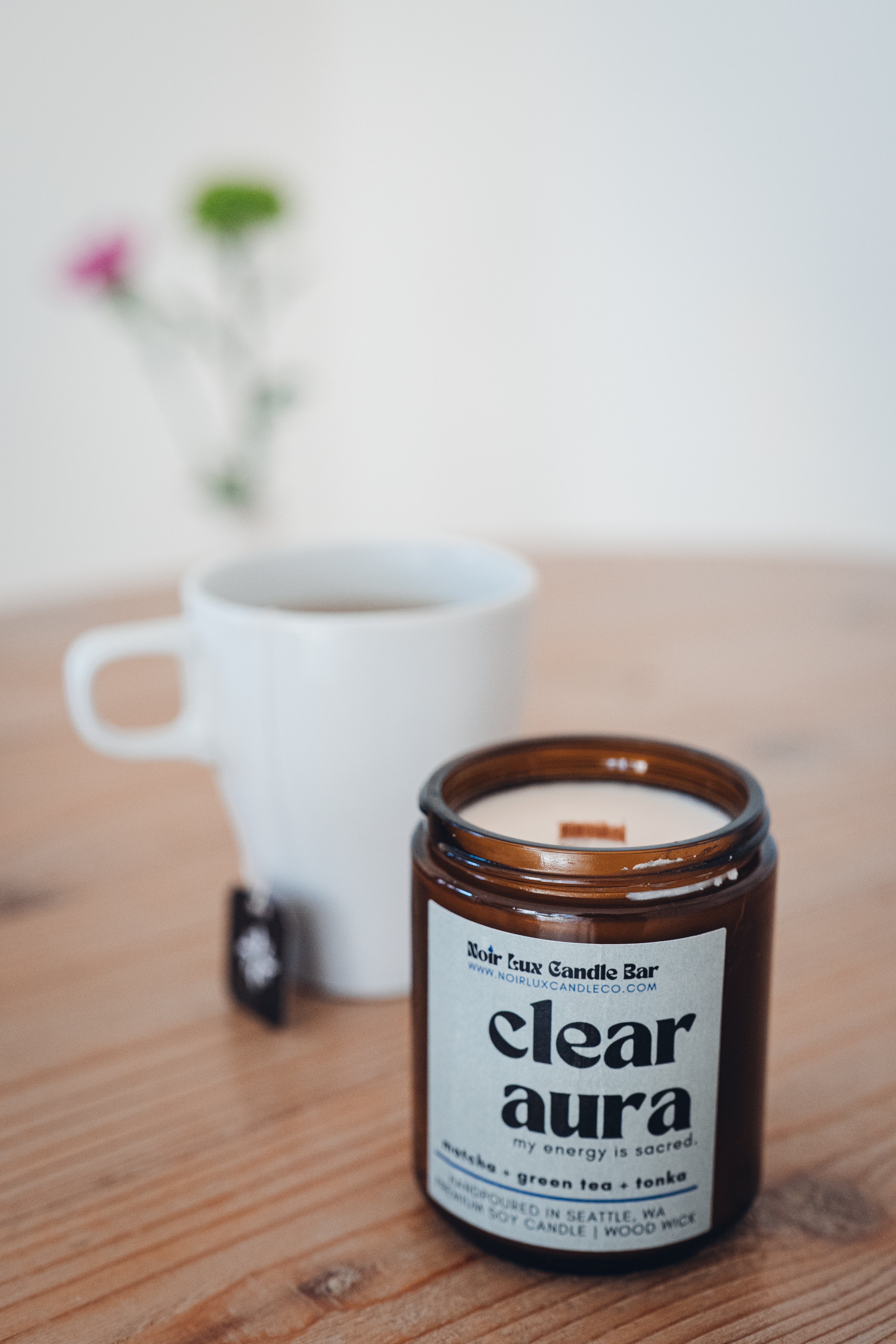 Clear Aura Matcha Green Tea Candle | Affirmation Soy Candle – Noir