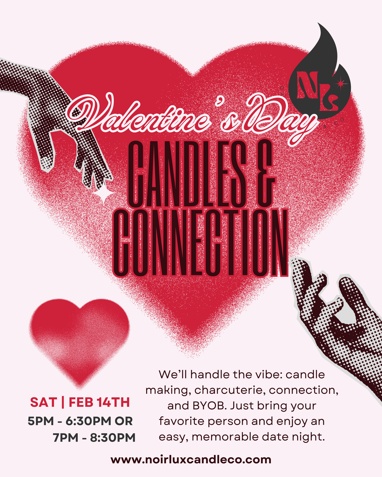 Valentine's Day Candles & Connection Sip & Pour - Feb 14th, 7PM - 8:30PM