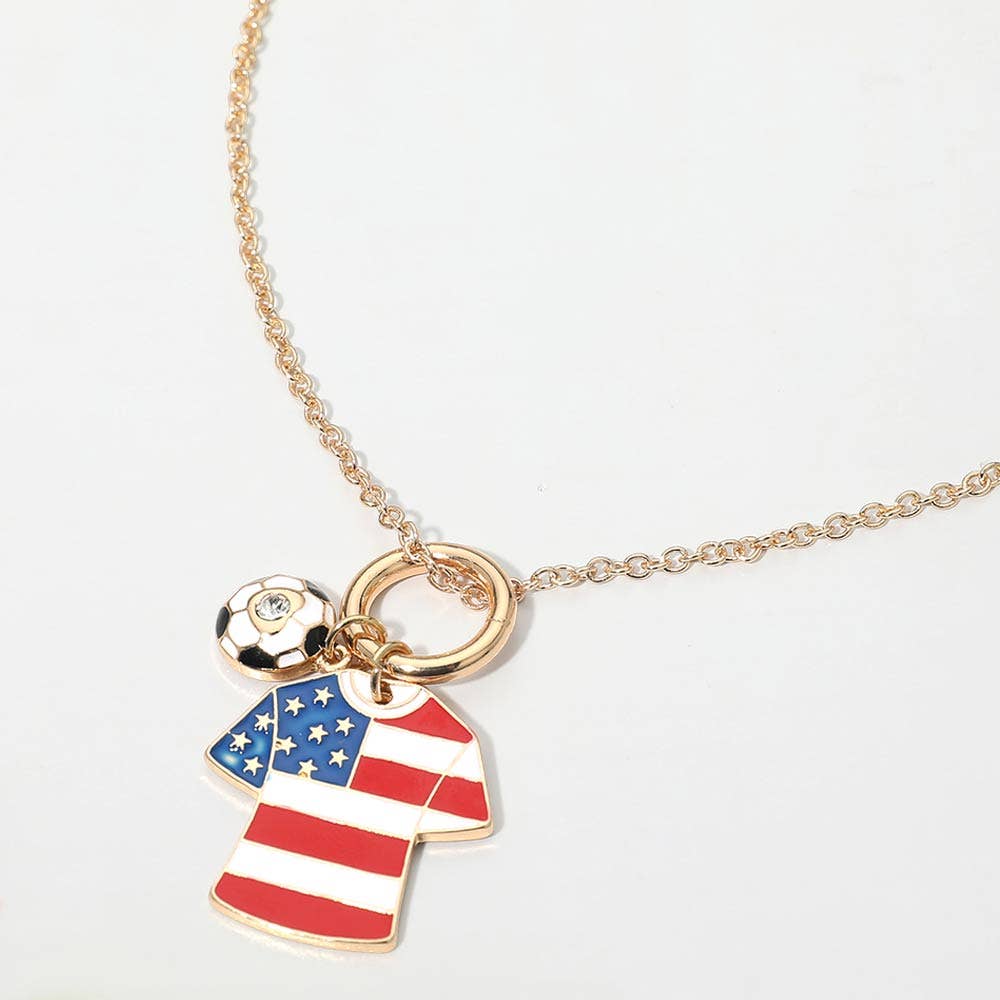 World Cup Soccer Ball Jersey Charm Toggle Pendant Necklace