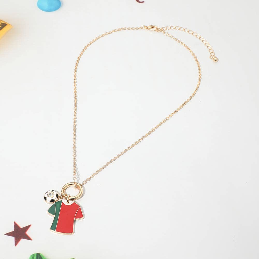 World Cup Soccer Ball Jersey Charm Toggle Pendant Necklace