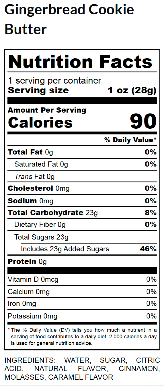 Sip Solo Gingerbread Cookie Butter Syrup