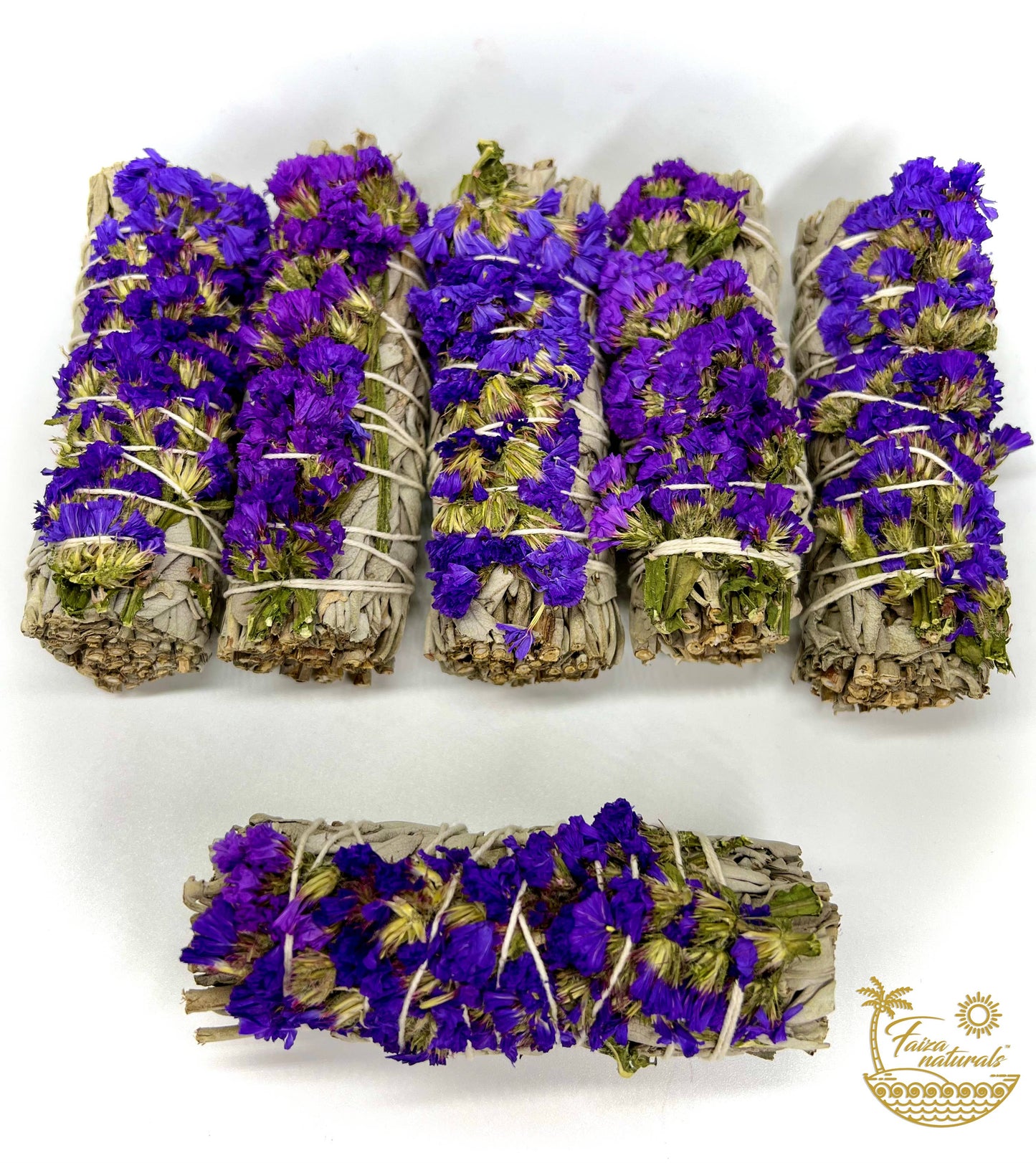 Purple Sinuata Flower with White Sage Bundle