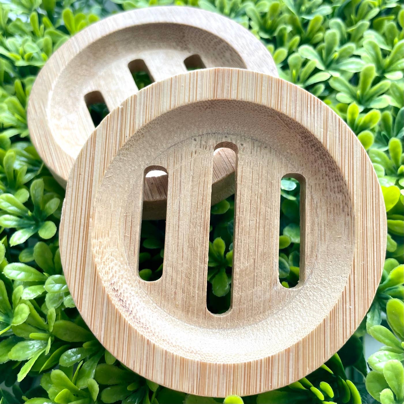 Bamboo Wood Tray for Soap, Shower Steamers Round Square 3"