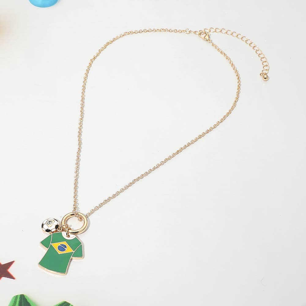 World Cup Soccer Ball Jersey Charm Toggle Pendant Necklace