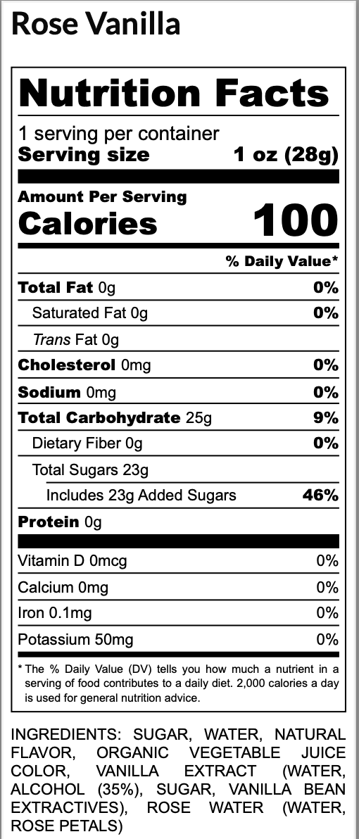 Sip Solo Rose Vanilla Syrup