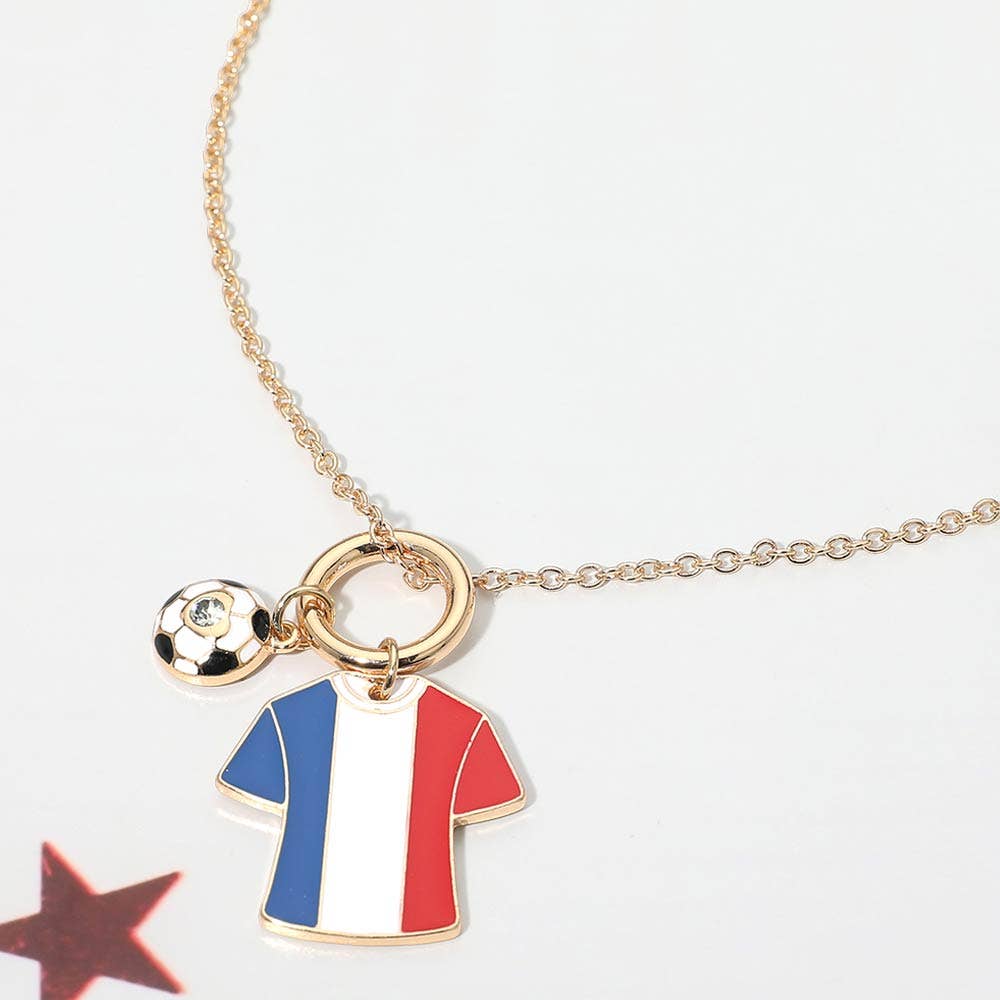 World Cup Soccer Ball Jersey Charm Toggle Pendant Necklace