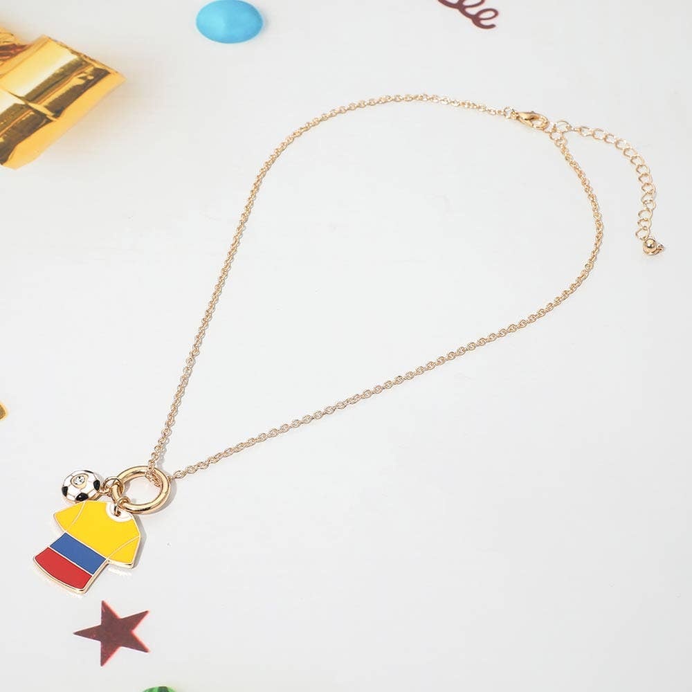 World Cup Soccer Ball Jersey Charm Toggle Pendant Necklace