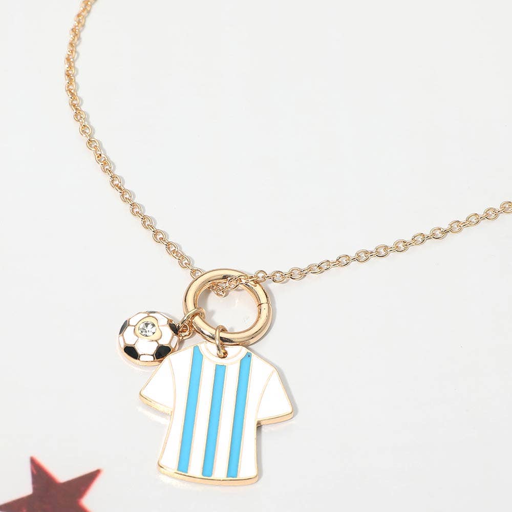 World Cup Soccer Ball Jersey Charm Toggle Pendant Necklace